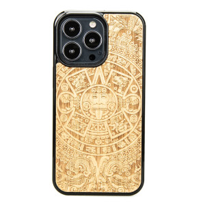 Drewniane Etui na iPhone 13 Pro KALENDARZ AZTECKI ANIEGRE