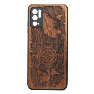 Drewniane Etui Xiaomi Redmi Note 10 5G RóżA WIATRÓW MERBAU