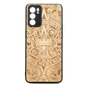 Drewniane Etui Oppo Reno 6 5G KALENDARZ AZTECKI ANIEGRE
