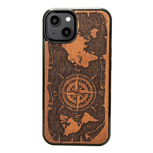 Drewniane Etui Bewood na iPhone 14 RóżA WIATRÓW MERBAU