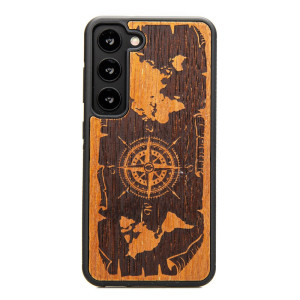Drewniane Etui Bewood na Samsung Galaxy S23 RóżA WIATRÓW MERBAU