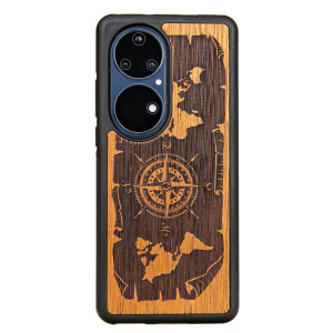 Drewniane Etui Bewood Huawei P50 Pro RóżA WIATRÓW MERBAU