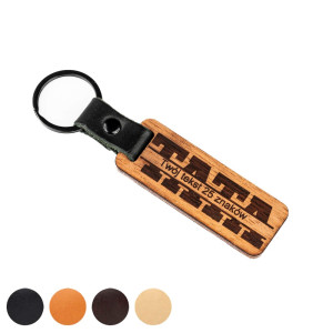 Drewniany Personalizowany Brelok Leather - Tata