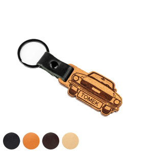 Drewniany Personalizowany Brelok Leather - Auto