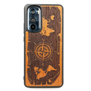 Drewniane Etui Bewood Motorola Edge 30 RóżA WIATRÓW MERBAU