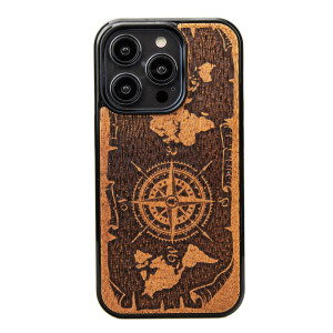 Drewniane Etui Bewood do iPhone 15 Pro RóżA WIATRÓW MERBAU