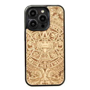Drewniane Etui Bewood do iPhone 15 Pro KALENDARZ AZTECKI ANIEGRE