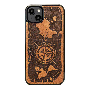 Drewniane Etui Bewood do iPhone 15 Plus RóżA WIATRÓW MERBAU