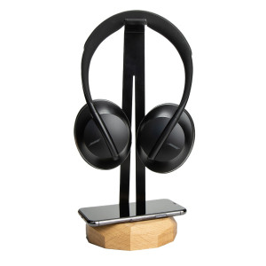 Stojak na słuchawki Bewood z Ładowarką QI 15W - Black - Dąb