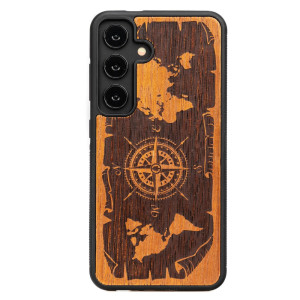 Drewniane Etui Bewood na Samsung Galaxy S24 RóżA WIATRÓW MERBAU