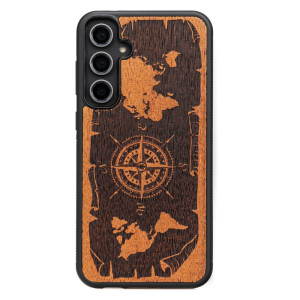 Drewniane Etui Bewood na Samsung Galaxy S23 FE RóżA WIATRÓW MERBAU