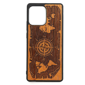 Drewniane Etui Bewood na Motorola Edge 40 RóżA WIATRÓW MERBAU