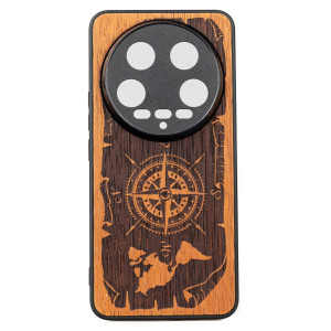 Drewniane Etui Bewood do Xiaomi 14 Ultra RóżA WIATRÓW MERBAU