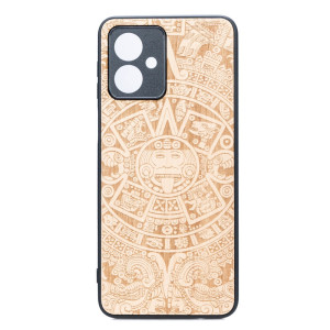 Drewniane Etui Bewood do Motorola G54 5G KALENDARZ AZTECKI ANIEGRE