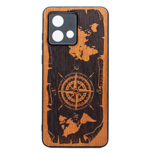 Drewniane Etui Bewood do Motorola G84 5G RóżA WIATRÓW MERBAU