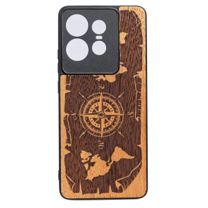 Drewniane Etui Bewood do Motorola Edge 50 Pro RóżA WIATRÓW MERBAU