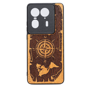Drewniane Etui Bewood do Motorola Edge 50 Ultra RóżA WIATRÓW MERBAU