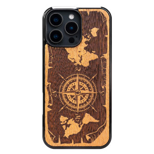Drewniane Etui Bewood do iPhone 16 Pro RóżA WIATRÓW MERBAU
