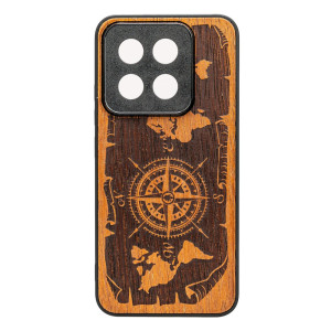 Drewniane Etui Bewood do Xiaomi 14T Pro RóżA WIATRÓW MERBAU