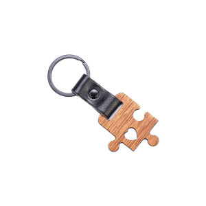 Drewniany Brelok Leather Puzzel Merbau - Czarny