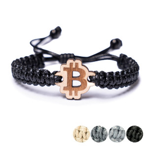 Drewniana bransoletka Bitcoin Aniegre Pleciona
