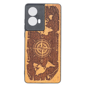 Drewniane Etui Bewood do Motorola G85 5G RóżA WIATRÓW MERBAU