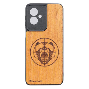 Drewniane Etui Bewood do Motorola G55 5G NIEDŹWIEDŹ MERBAU