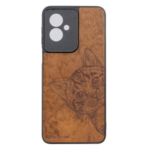 Drewniane Etui Bewood do Motorola G55 5G CAT LOVER IMBUIA