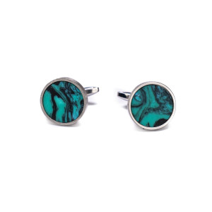 Spinki do mankietów Bewood Unique - Turquoise - Silver - 18mm