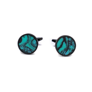Spinki do mankietów Bewood Unique - Turquoise - Black - 18mm