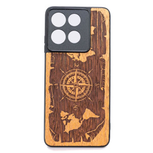 Drewniane Etui Bewood do Motorola G86 5G RóżA WIATRÓW MERBAU