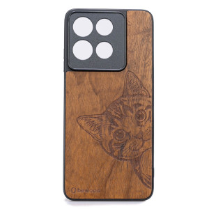 Drewniane Etui Bewood do Motorola G86 5G CAT LOVER IMBUIA