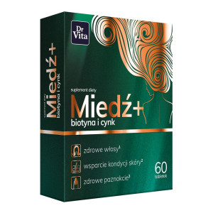 Dr Vita Miedź + biotyna i cynk Suplement diety 60 tab. - suplement