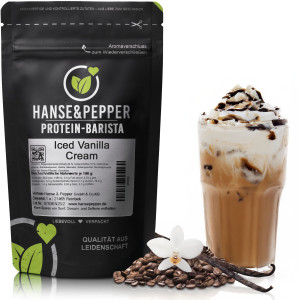 1kg Barista Kaffee Protein - Iced Vanilla Cream Coffee Vegan + Koffein