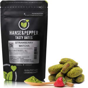 Tasty Dates Strawberry Matcha - 150g Datteln mit Erdbeer Matcha Geschmack ohne Zuckerzusatz