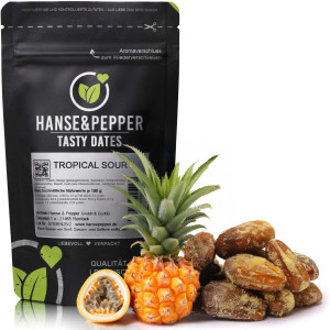 Tasty Dates Tropical Sour - 150g Datteln mit saurem Tropical Geschmack ohne Zuckerzusatz