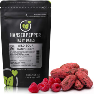 Tasty Dates Wild Sour Raspberry - 150g Datteln mit saurem Himbeer Geschmack ohne Zuckerzusatz