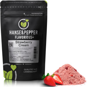 Flavorious+ Strawberry Cream Geschmackspulver 100g ohne künstliche Süßungsmittel