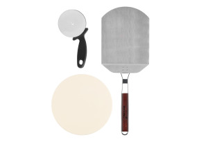 Mustang Pizza Set mit Pizzaschaufel, Pizzastein und Pizzaschneider
