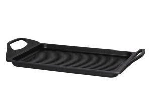 Maku Aluminium Grillpfanne, Grillplatte, 45 x 27 cm, für Gas- u. Elektrogrill, Induktion- u. Ceran-Kochfelder, Antihaftbeschichtung