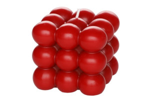 Polar Kerze in Würfelform | Roter Bubbly Style | Bubble Kerze |  9,8 x 9,8 x 9,8 cm | Brenndauer ca. 50 Std