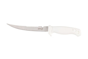 Apaja Fishing Filetiermesser, 16cm lange Klinge, 1,8mm Klingenstärke, rostbeständiger Edelstahl SUS420 mit 5cm Wellenschliff Ansatz mit Seilcutter, Ergonomischer Griff mit Klingenschutz