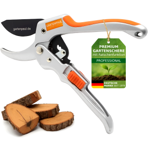 Ratschen Gartenschere Premium | Profi Ratschengartenschere | Amboss Gartenschere | Stufenschere | Ratschenantrieb
