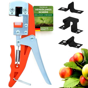 Veredelungsschere | Premium | Veredelungszange inkl. 4 Messer | Omega-, V-, W- und Okulation-Form