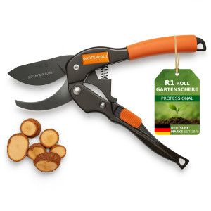 Gartenpaul R1 Roll-Gartenschere Amboss | ergonomisch & leicht | bis 20 mm Schnittstärke | für Rosen, Äste, Obstbäume & Revierpflege