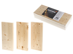 3er Set Mustang Flammlachs Bretter inkl. 20x Holzstifte | 39,5 cm x 17cm x 3cm