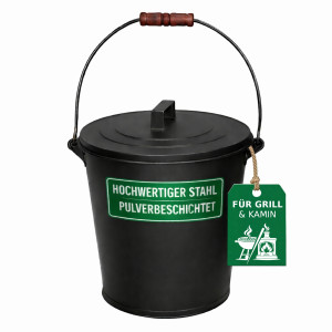 Grillpaul Ascheeimer mit Deckel und Tragebügel Eimer anthrazit 11 Liter