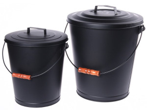 MUSTANG 2er Set Ascheeimer mit Deckel u. Tragebügel Eimer anthrazit 11+ 20 Liter
