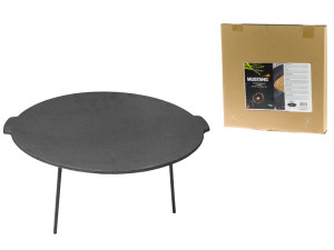 MUSTANG Outdoor Grillpfanne Ø 45 cm, 3 Fuß Grillplatte Gusseisen, Feuerpfanne, Rund, Grillschale, Finnland