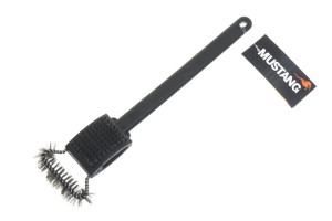 MUSTANG Doppel Grillbürste Edelstahl inkl. 3-seitige Spiralbürste Griff 27cm